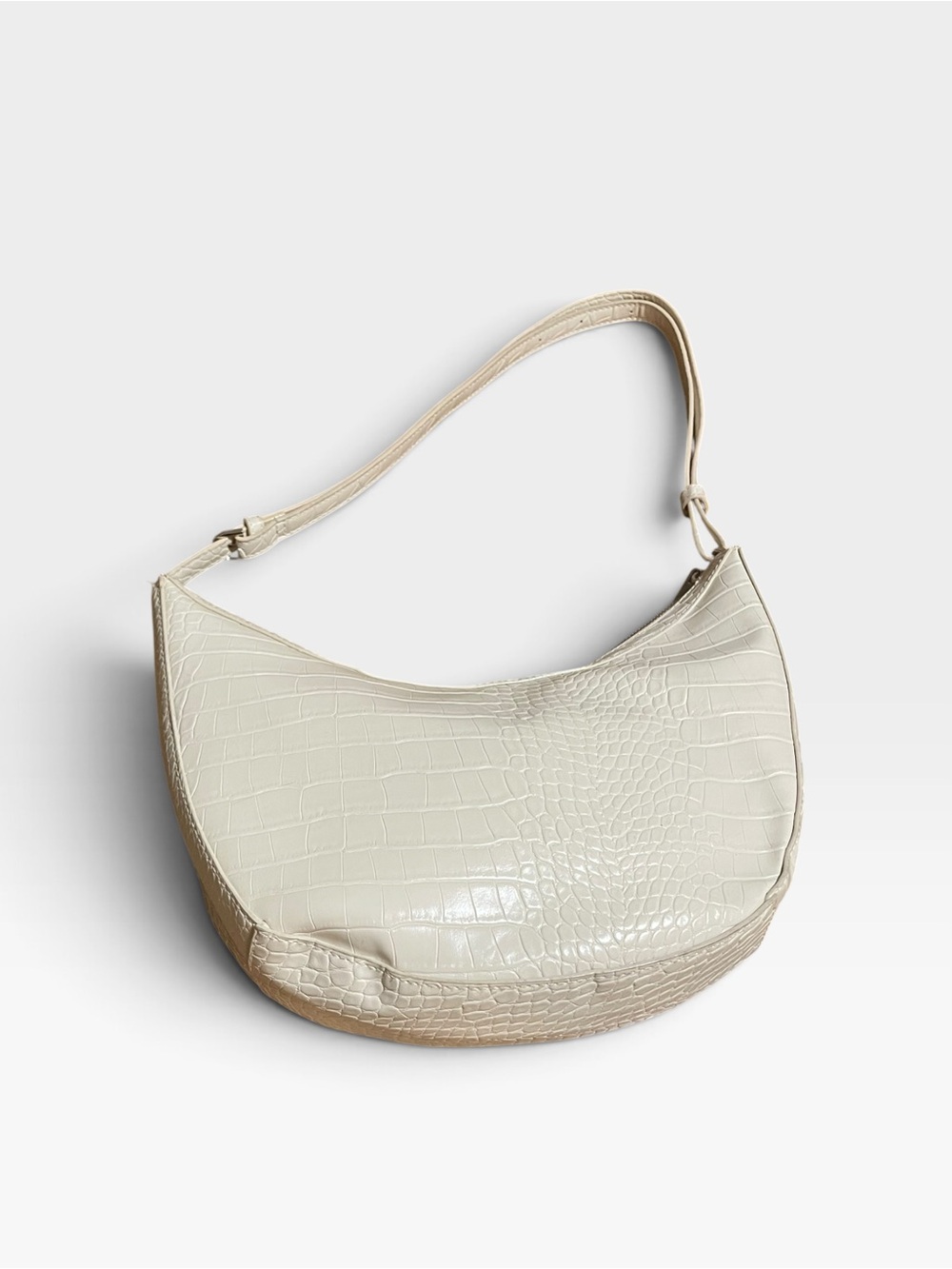 A New Day Elegant Cream Croc-Embossed Shoulder Bag